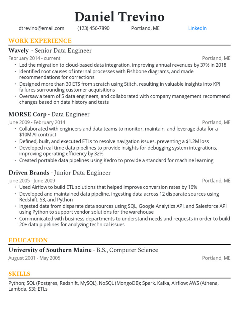 Senior Data Engineer Resume Example | PDF | Computers | Technology ...