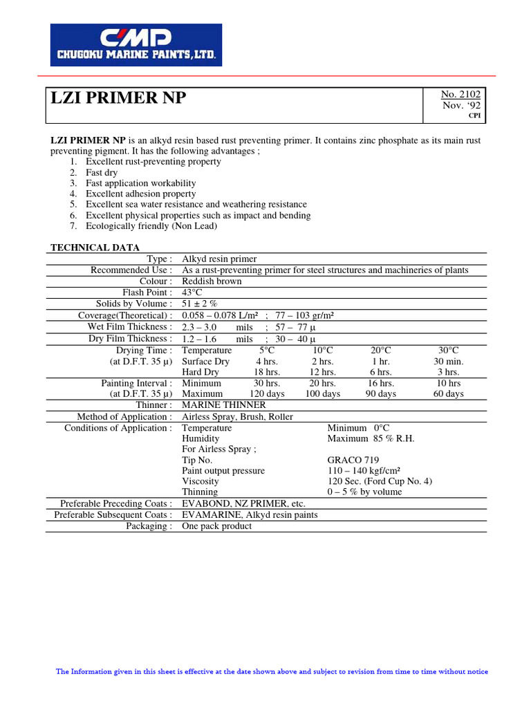 2102 Lzi Primer NP PDF Paint Physical Sciences