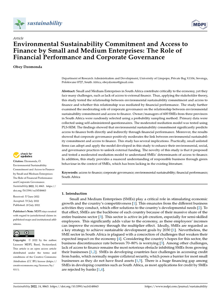Sustainability 14 08863 | PDF | Sustainability | Governance