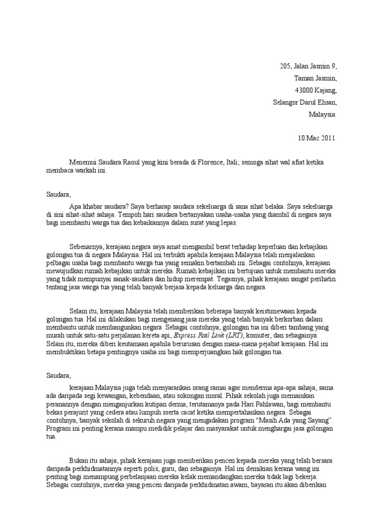 Contoh Surat Kiriman Tidak Rasmi Sahabat Pena letter.7saudara.com