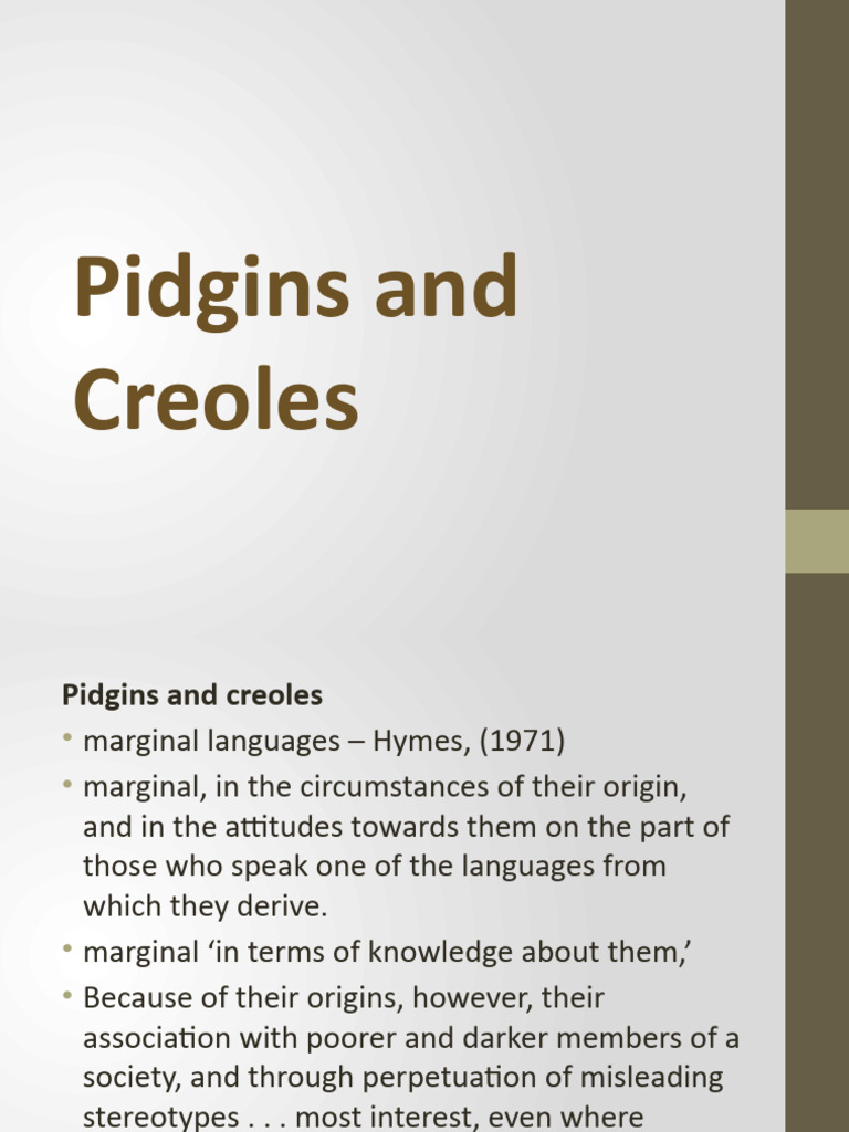Pidgins And Creoles Pdf English Language Word