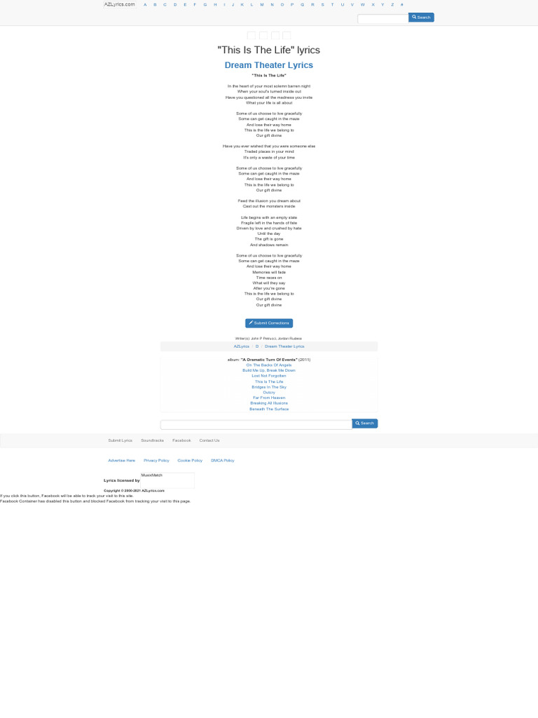 Dream theater this is the life lyrics pdf