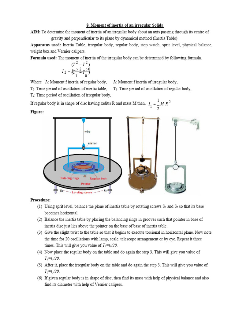 Moment of Inertia of An Irregular Solids | PDF | Metrology | Mechanical ...