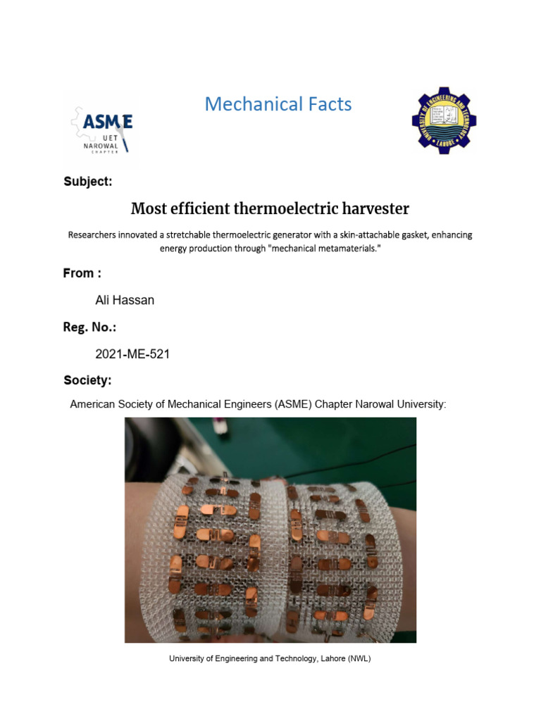 Most Efficient Thermoelectric HarvesterAli Hassan PDF Metamaterial