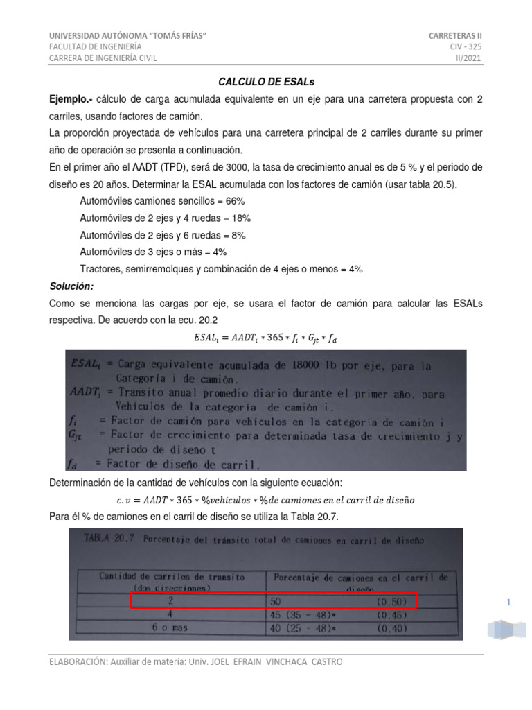Cálculo de ESALs para Carreteras de Dos Carriles | PDF | Camión | Eje
