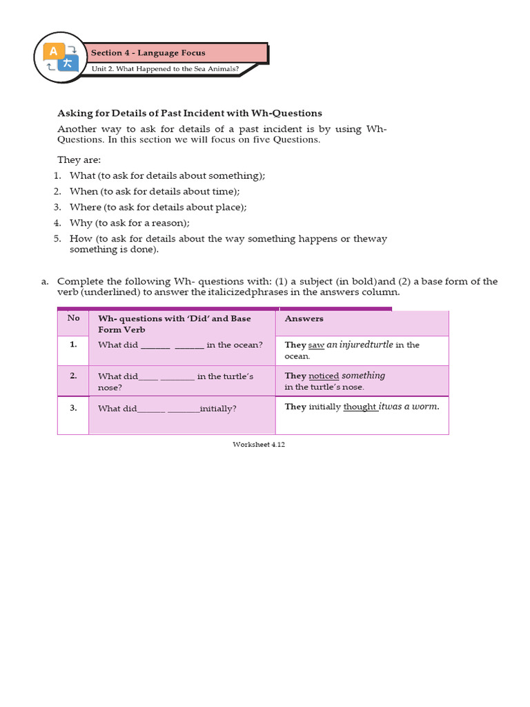 Wh-Questions & Anti-Littering | PDF | Question | Verb