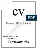Hameed Ullah Rahimi: Curriculum Vita