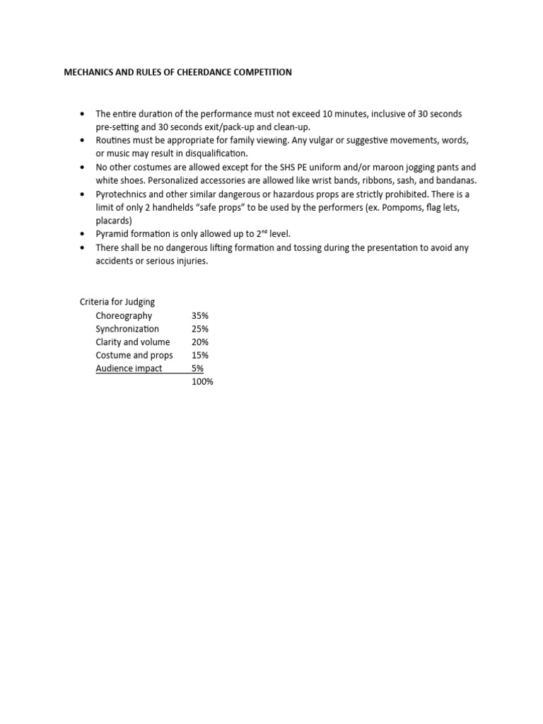 Cheerdance Competition Guidelines | PDF