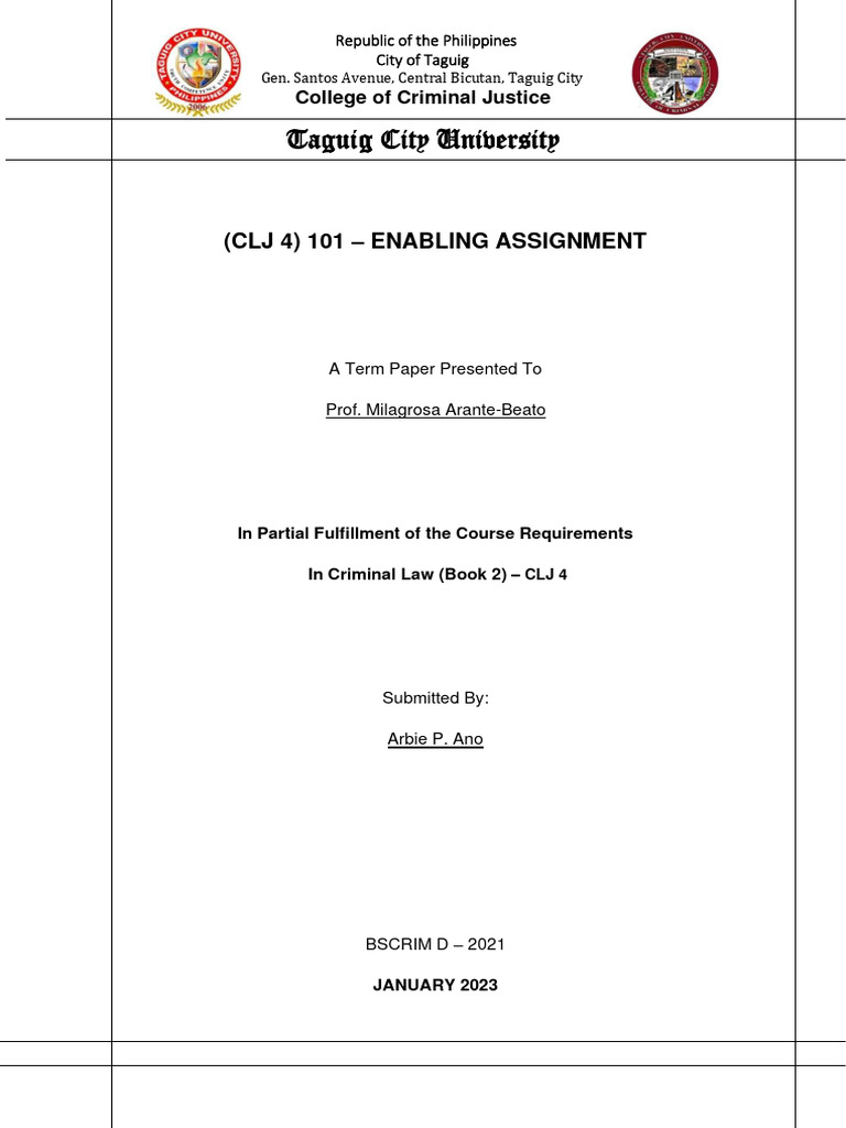 101 Enabling Assignment Ano d2021 | PDF | Detention (Imprisonment ...