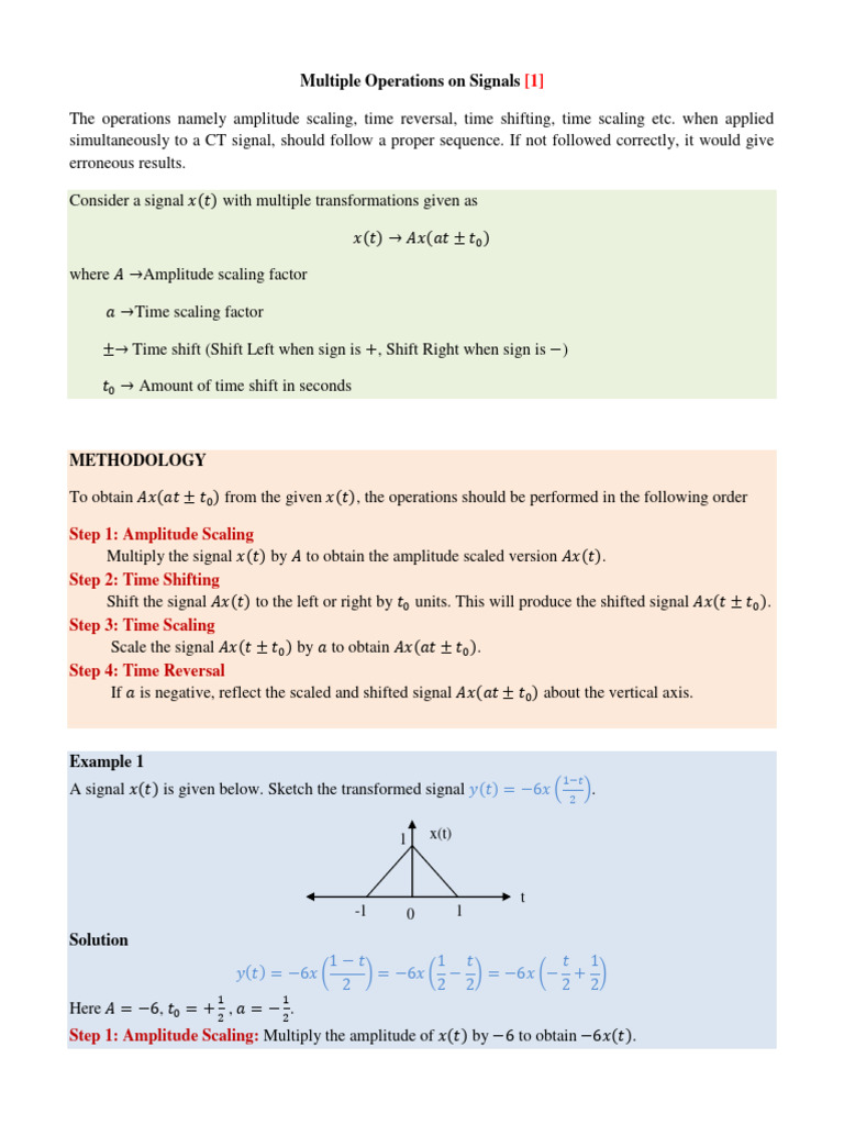 1 1 2 1 multiple operations on signals pdf mathematics electrical