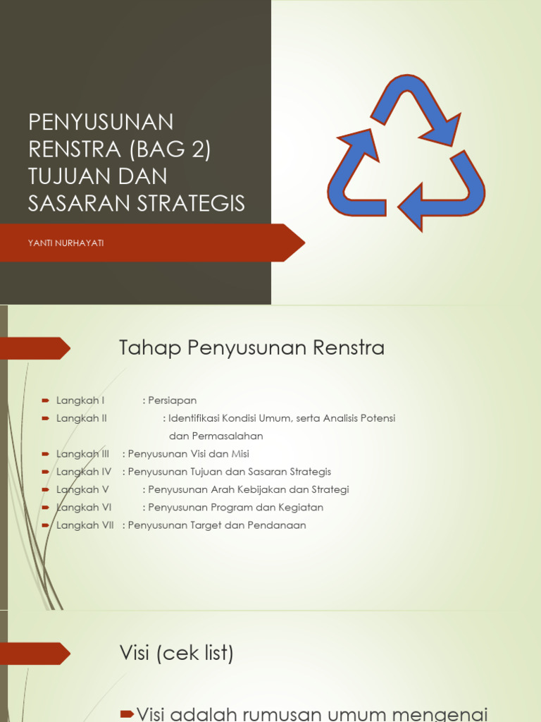 Tujuan dan Sasaran Strategis Renstra | PDF