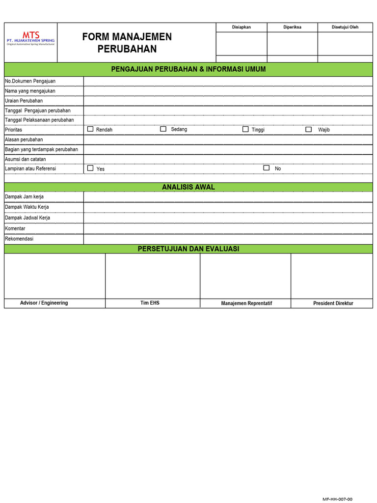 Formulir Pengajuan Perubahan MOC | PDF | Teknologi & Rekayasa