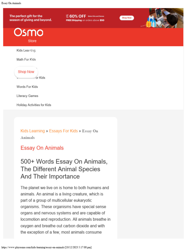 Essay On Animals Pdf Invertebrate Amphibian