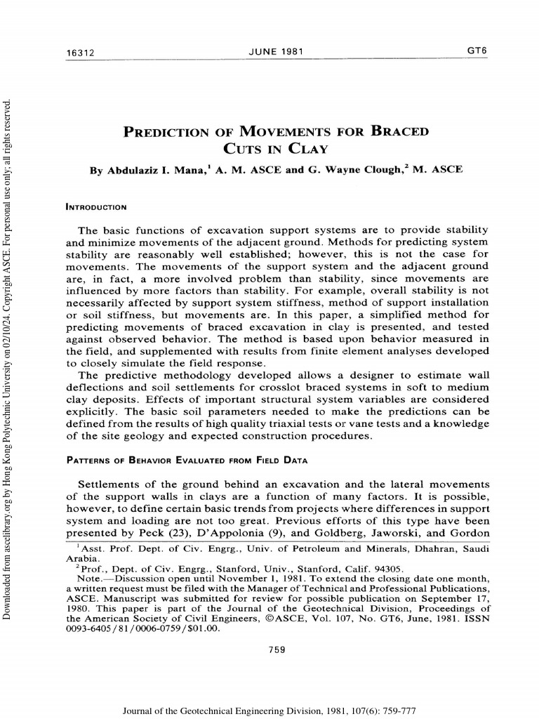Prediction of Movements For Braced Cuts in Clay | PDF | Deep Foundation ...