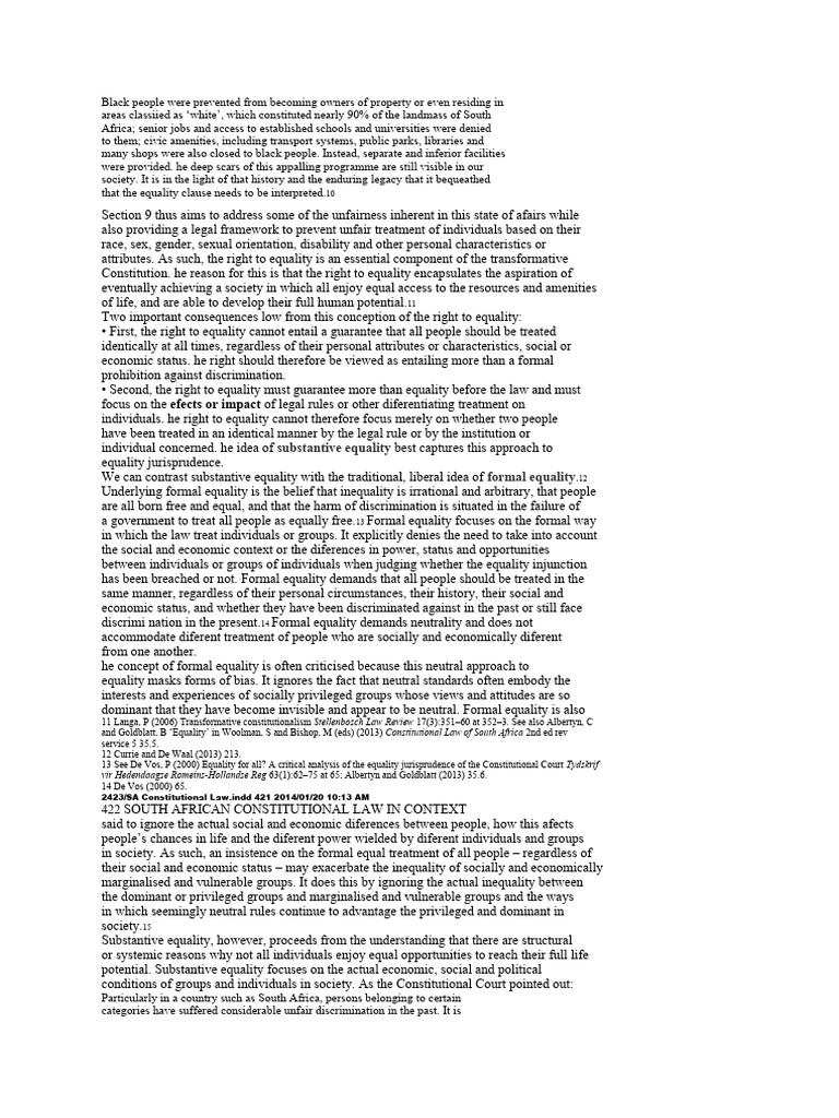 Understanding Substantive Equality in South Africa | PDF | Social ...