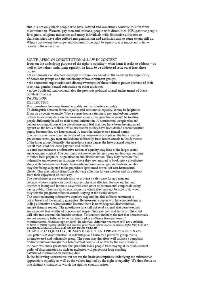 Understanding Equality in South Africa | PDF | Discrimination | Dignity