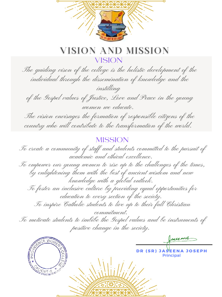 Mission and Vision of the College | PDF | Social Science | Wellness
