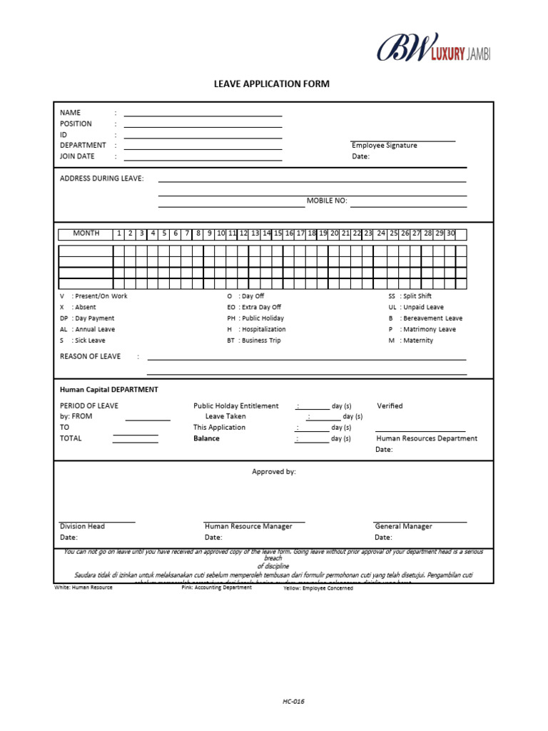 Application of Leave | PDF | Labour Law | Social Programs