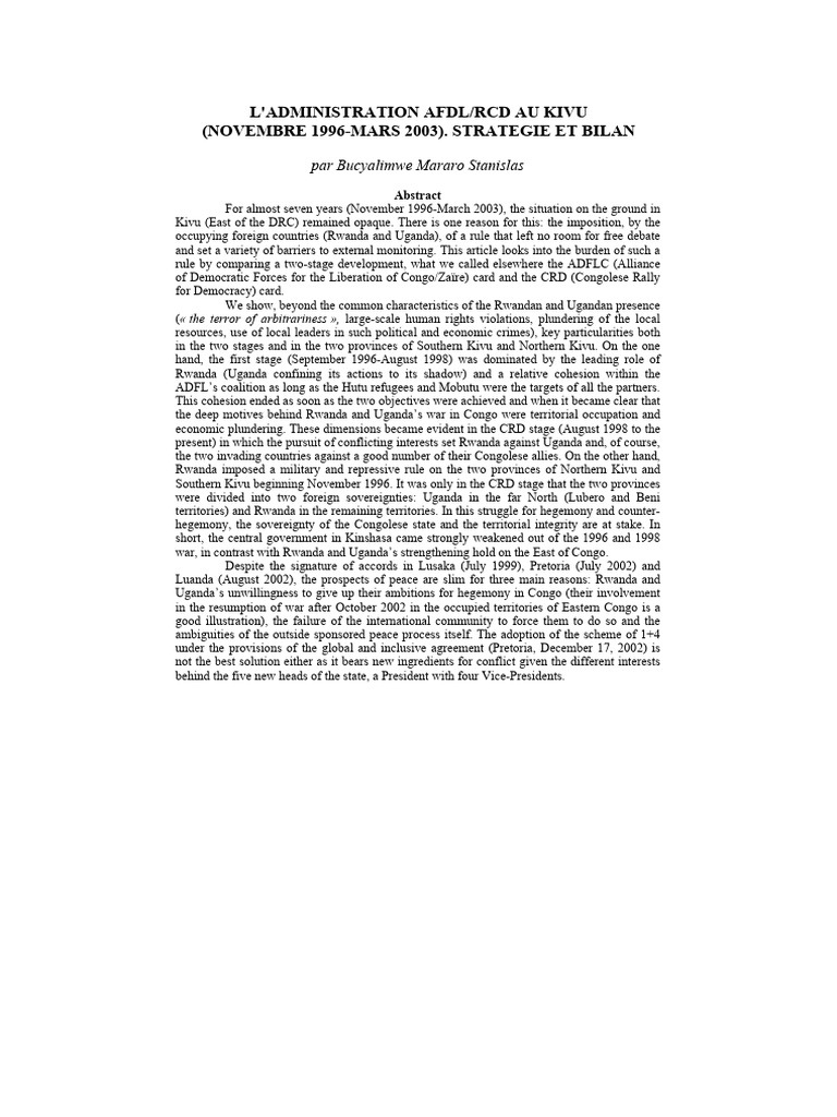 09 Mararo | PDF | Democratic Republic Of The Congo | Africa