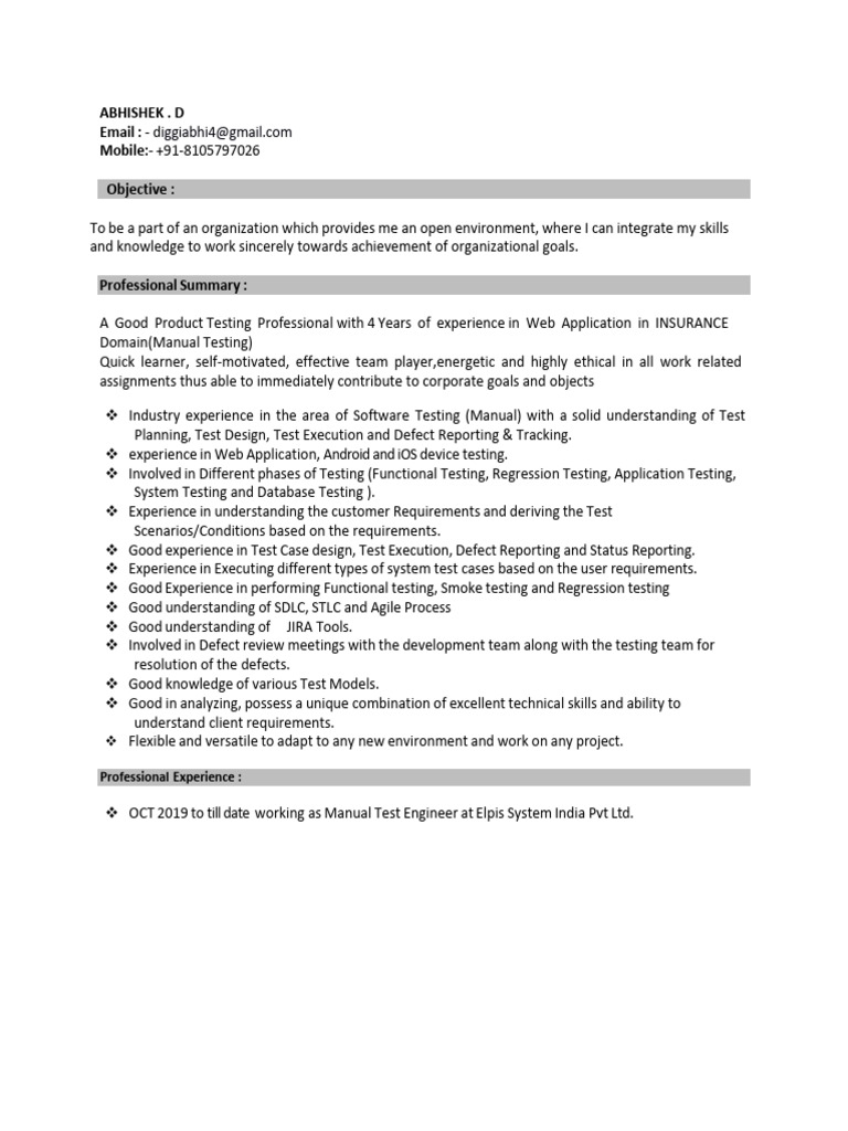 Abhishek Resume Updated | PDF | Software Testing | Application Software