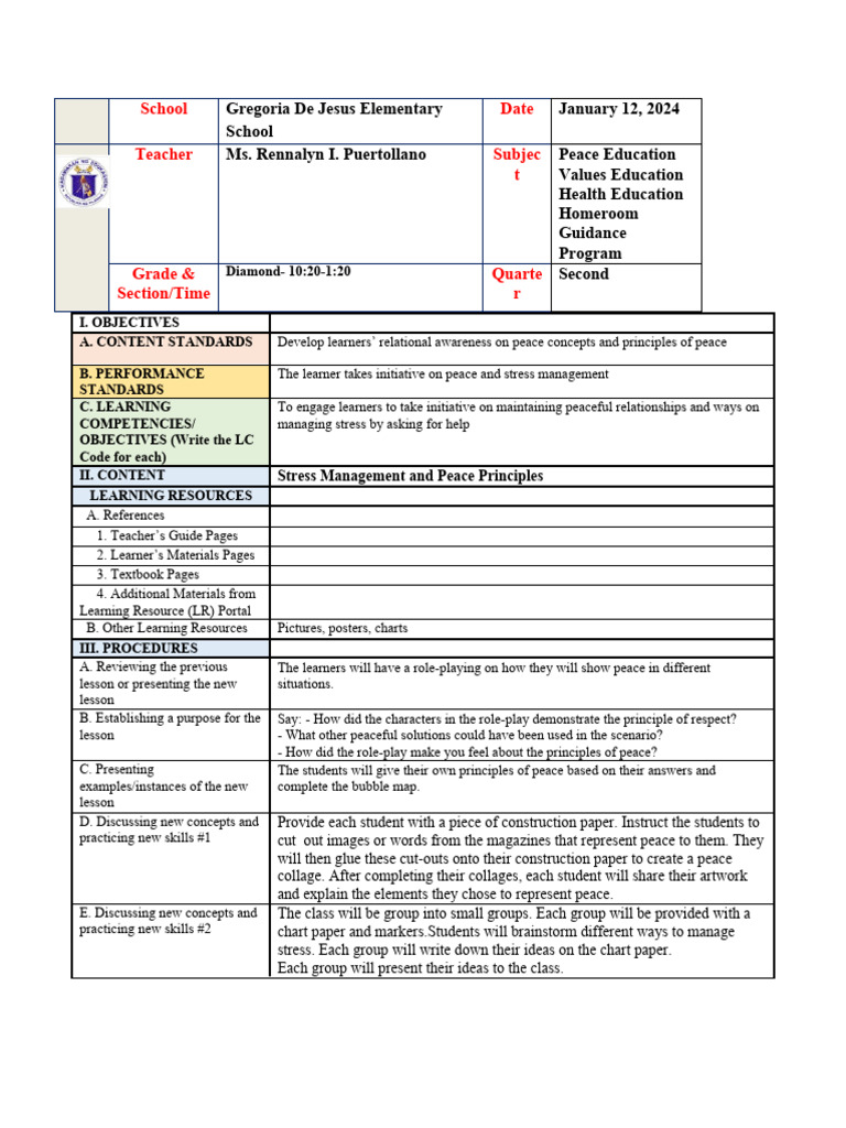 DLL GMRC Sy23 24 | PDF | Learning | Peace