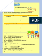 Greeting and Leave Taking Worksheet