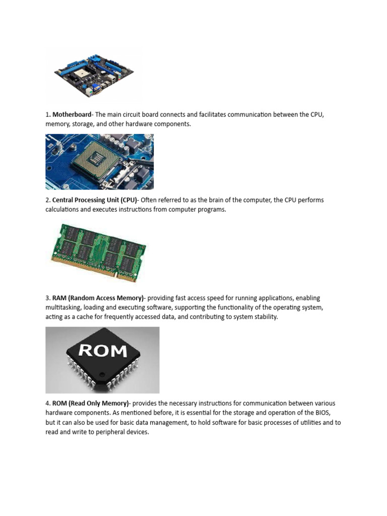 Computer Parts and Functions | PDF | Computer Hardware | Bios