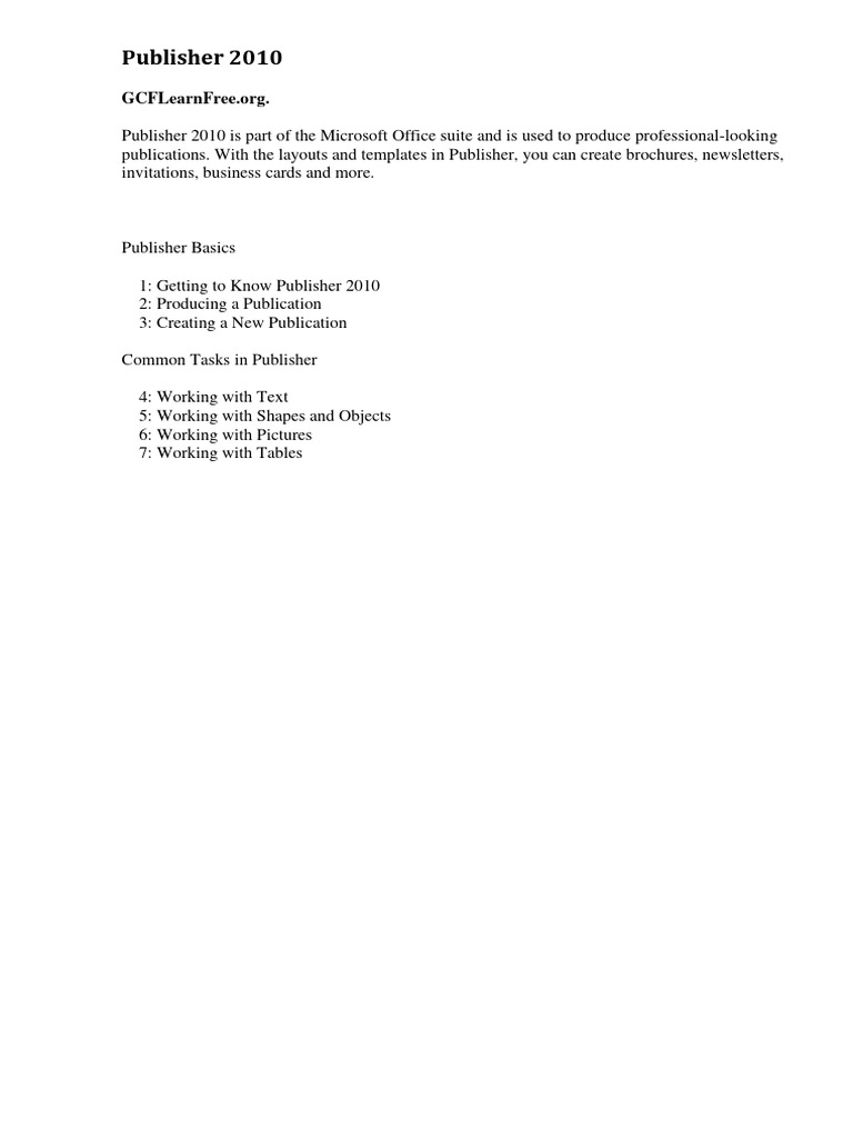 MICROSOFT PUBLISHER 2010 TUTORIAL PDF FREE DOWNLOAD FOR WINDOWS 10 visual data 3