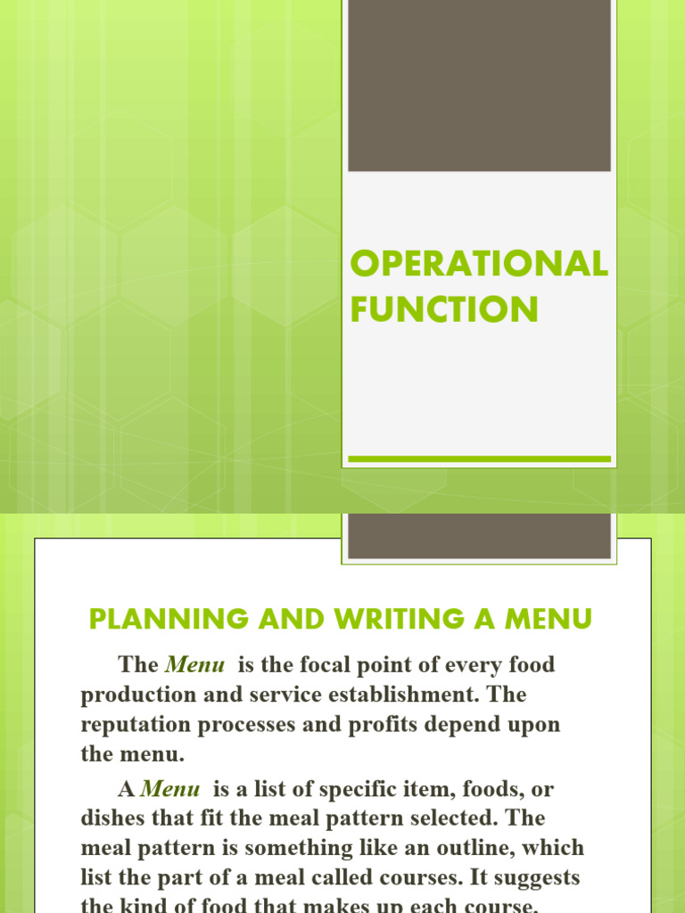 Operational Function | PDF | Menu | Economies