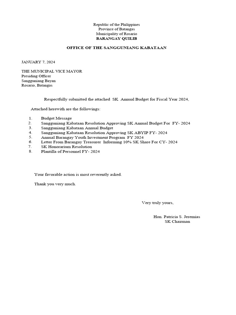 SK Transmittal Letter 2024 PDF