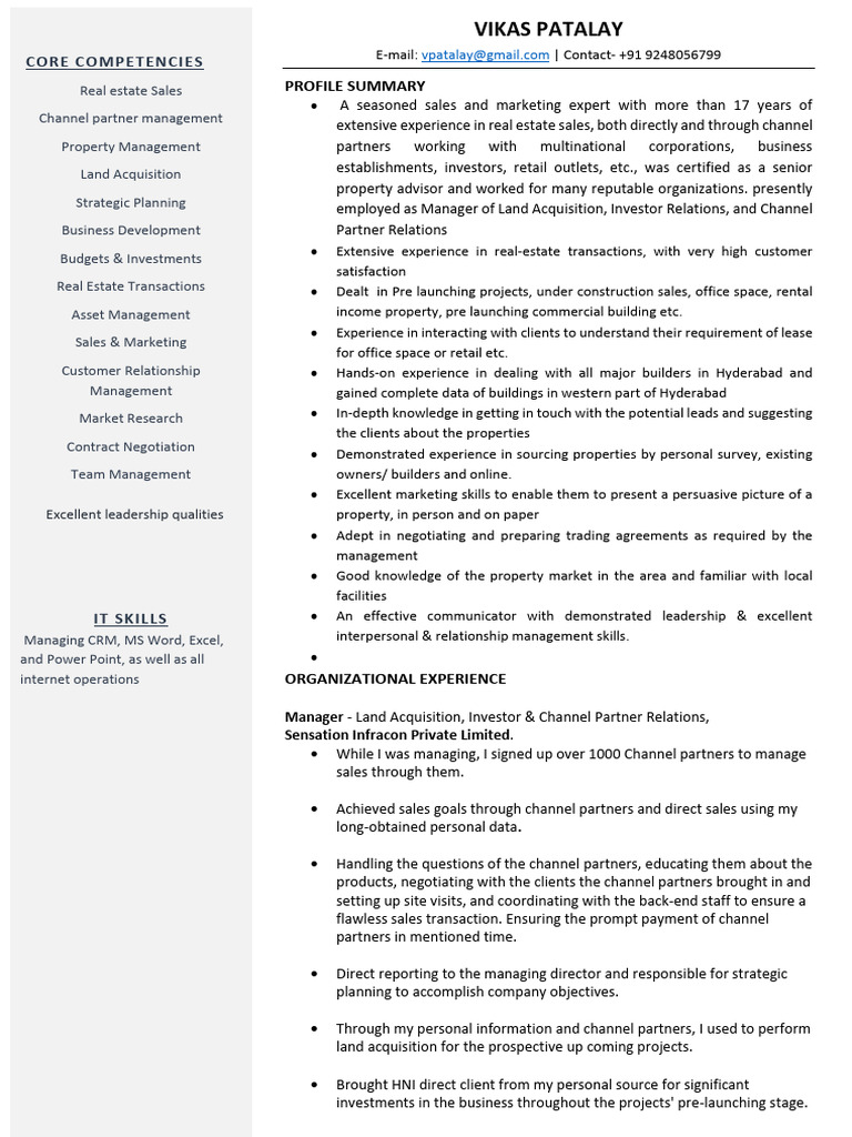 Resumes 2 Sales Real Estate | PDF | Sales | Customer Relationship ...