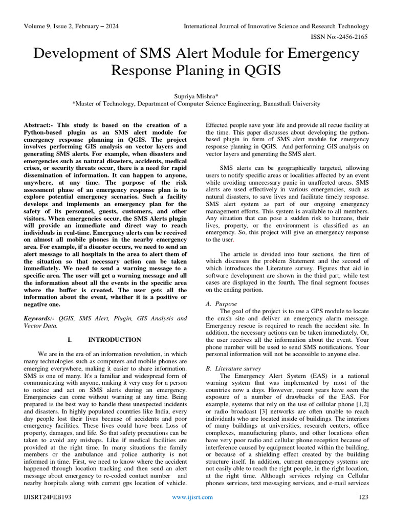 SMS Alert Module for Disaster Response | PDF | Emergency | Geographic ...