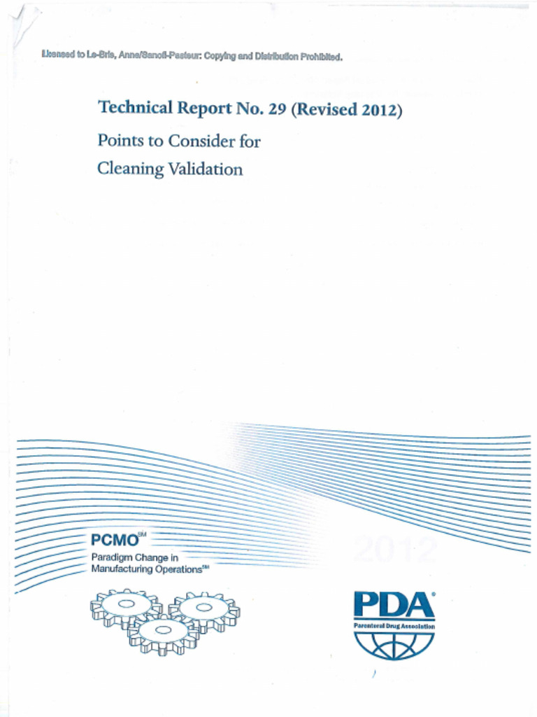 PDA - Points To Consider For Cleaning Validation | PDF