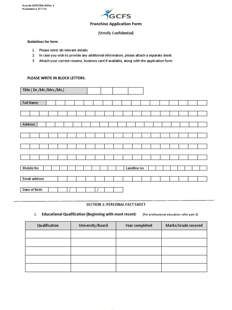 Post Office Franchise Application Form | PDF | Application Software ...