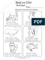 Printable Kindergarten Reading Worksheet