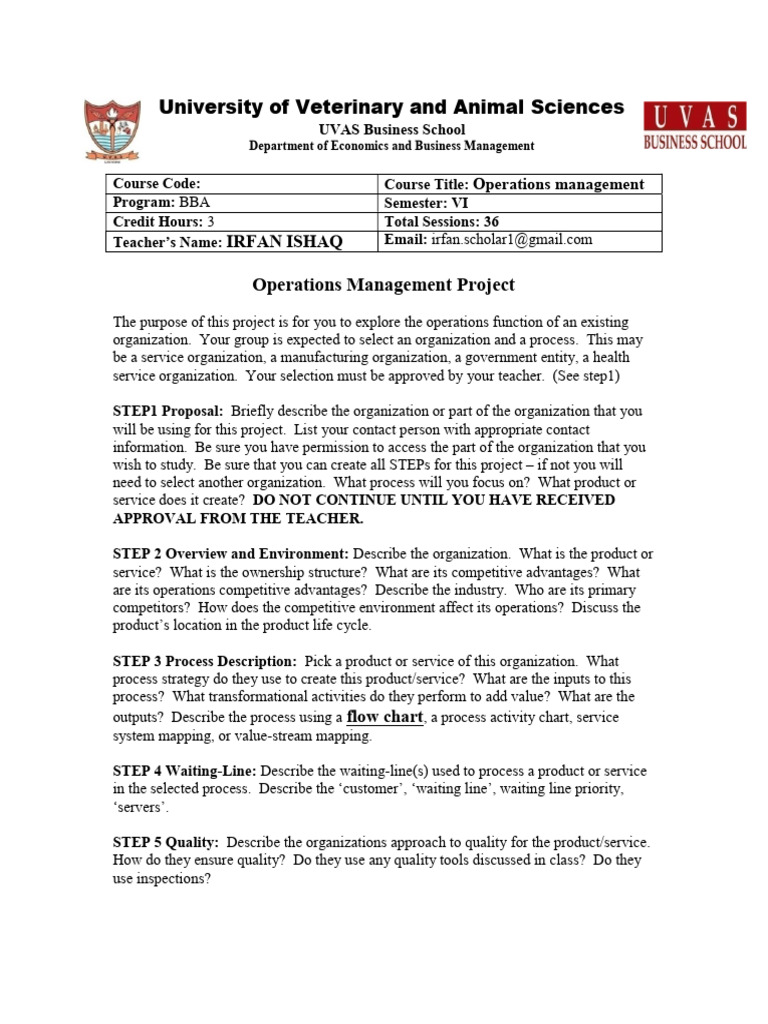 Operations Management Project Guide | PDF | Supply Chain | Lean ...
