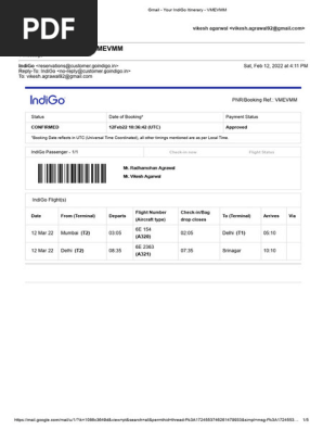 Your IndiGo ticket - Vikesh & Radhamohan