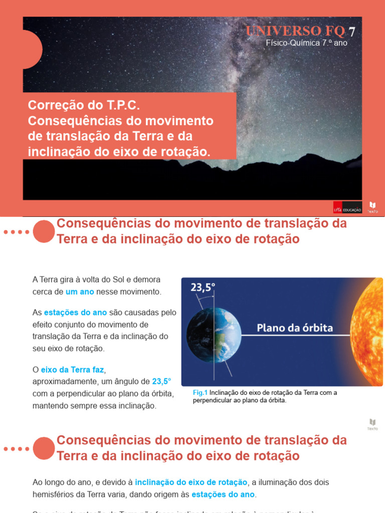 Consequência Do Movimento de Translação Da Terra e Da Inclinação Do ...