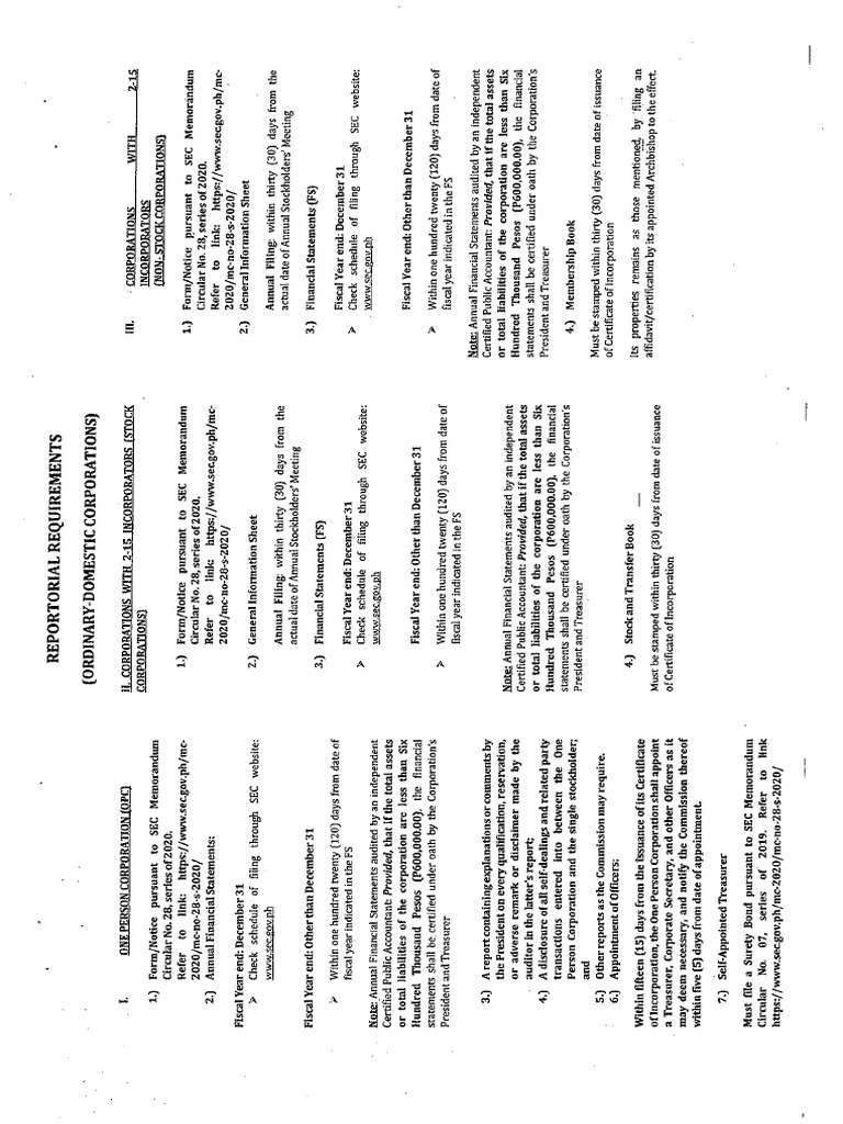 Sec Reportorial Requirements | PDF