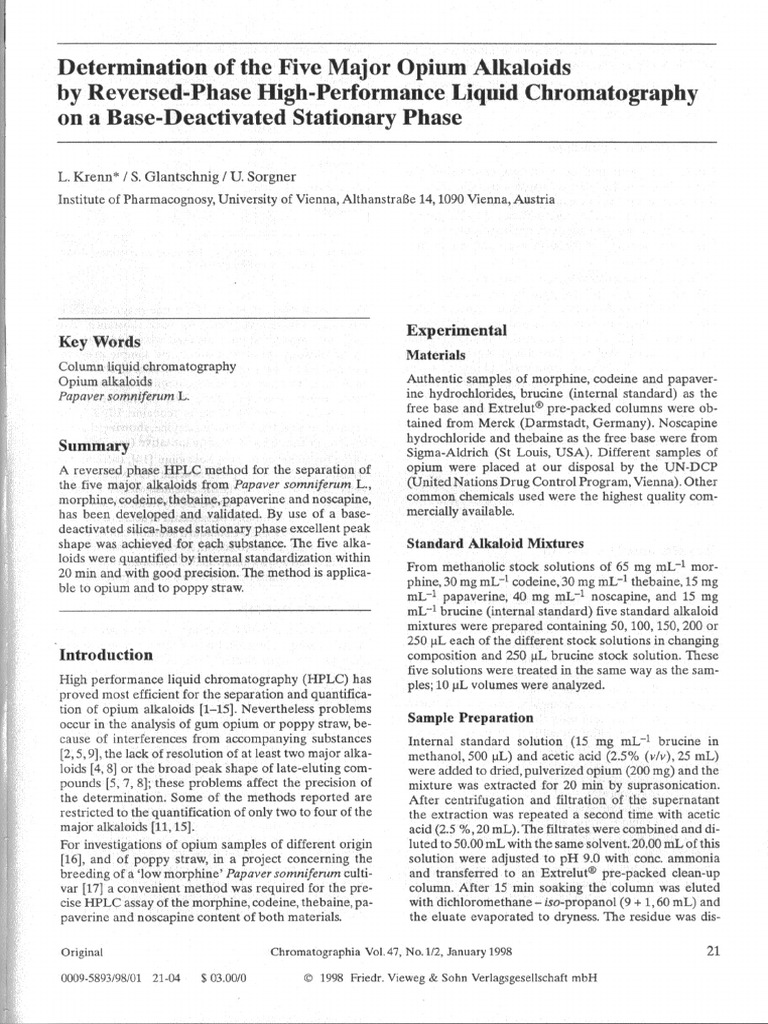 OpiumRP HPLC | PDF