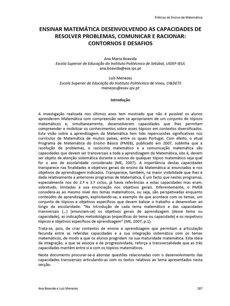 Ensinar matematica desenvolvendo as capa pdf aprendizado matem tica