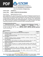 Faculty of Engineering & Technology First Year Bachelor of Engineering Course Code: 102000212 Course Title: Object Oriented Programming