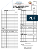 Blank Record Sheet Geometry Trigonometry