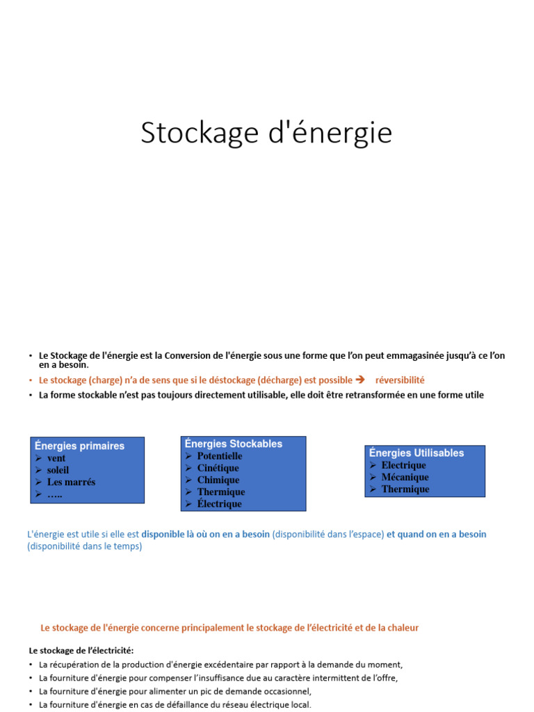 Techniques de stockage d'énergie expliquées | PDF | Stockage de l ...