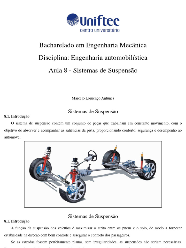 Aula 8 - Sistemas de Suspensão | PDF | Eixo | Tecnologia de veículos