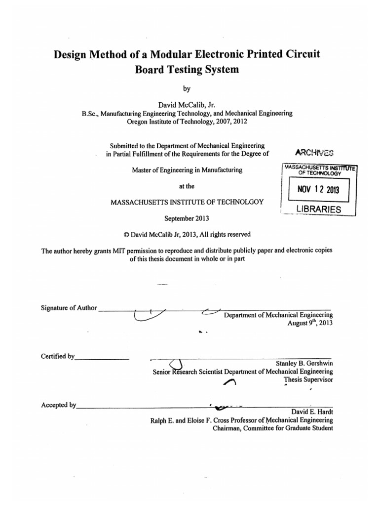 Design Method of A Modular Electronic Printed Circuit Board Testing