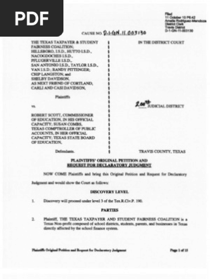 Texas Taxpayer Student Fairness Coalition Filing