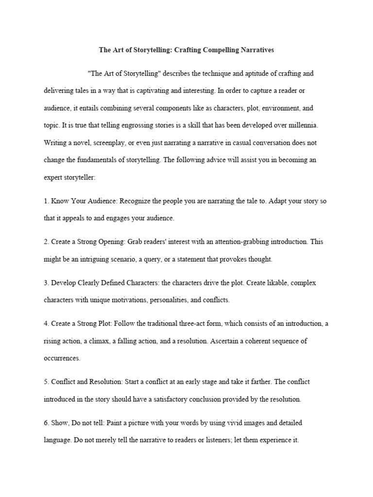 Task 12 The Art of Storytelling | PDF | Storytelling | Narrative