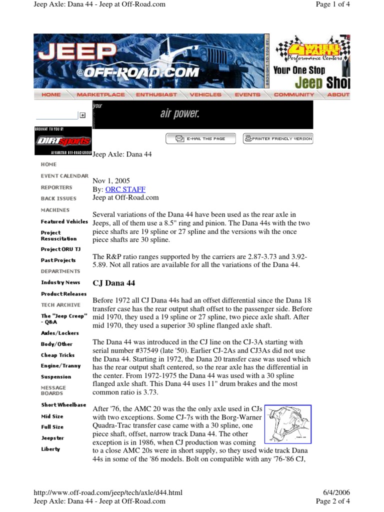 Jeep Dana 44 Identification PDF Axle Motor Vehicle Manufacturers Of The United States