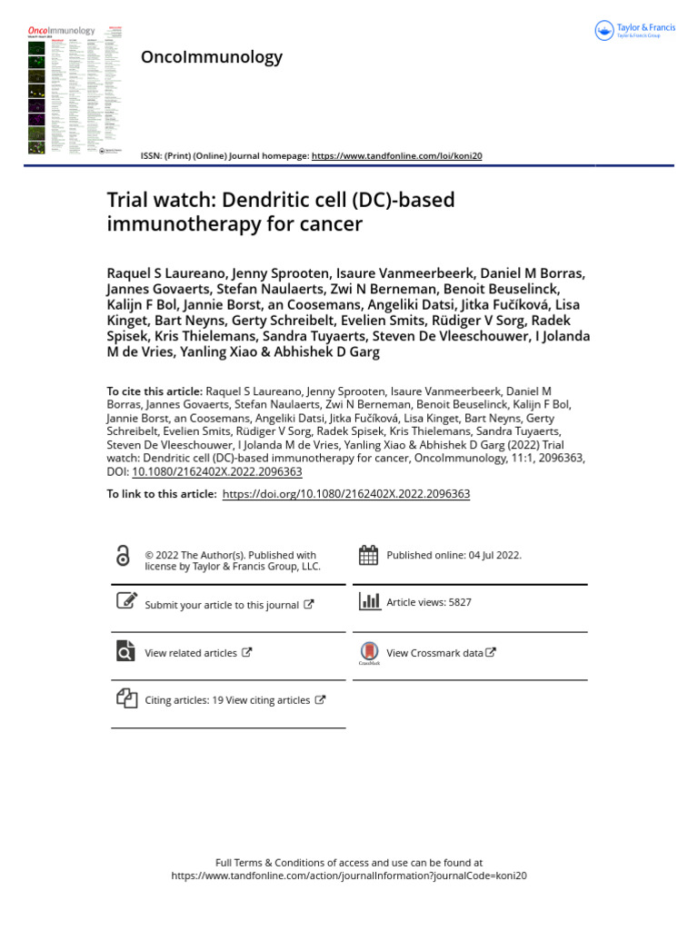 Dendritic Cell Immunotherapy for Cancer | PDF | Dendritic Cell | Antigen